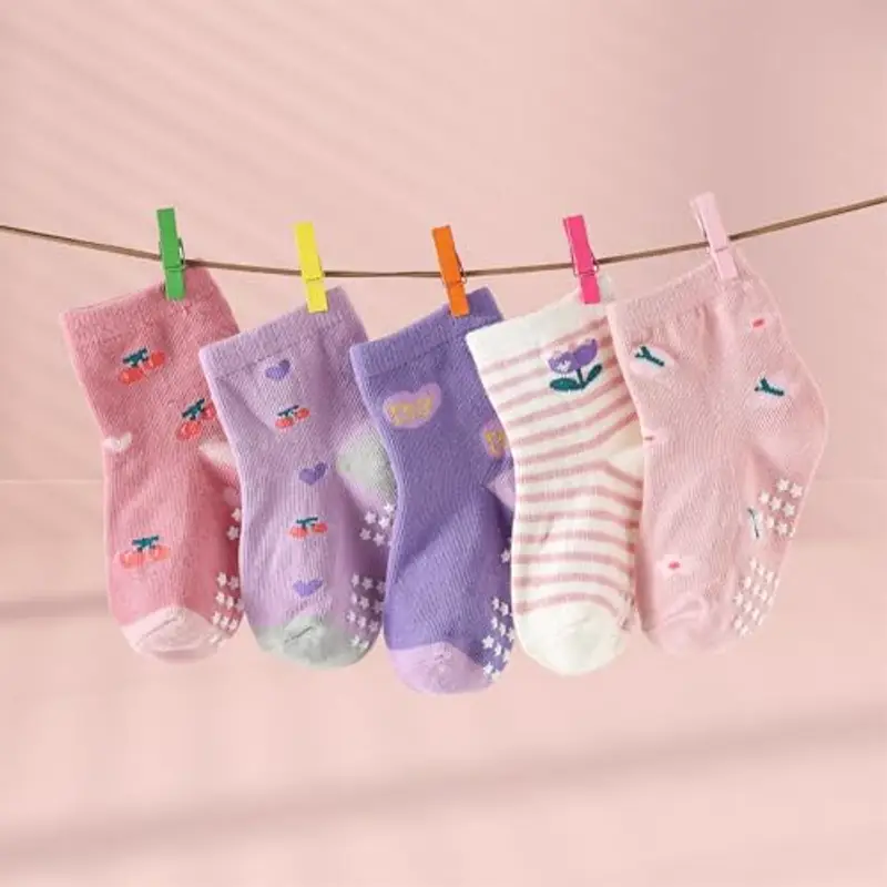 Yunguui 12 Paia Calzini Antiscivolo in Cotone per Bambina Bambino 1 miniatura 3