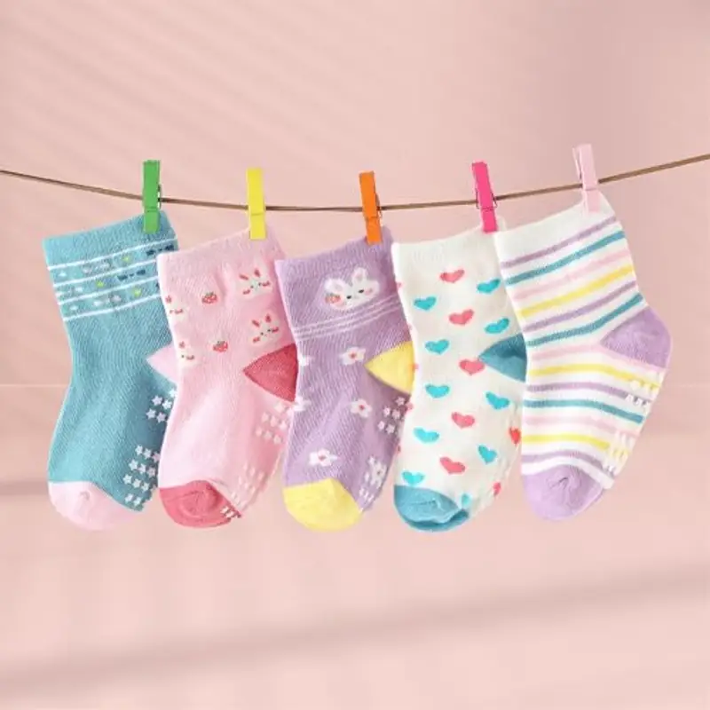 Yunguui 12 Paia Calzini Antiscivolo in Cotone per Bambina Bambino 1 miniatura 3