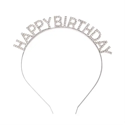 Yunmoxiao Cerchietto per capelli con scritta "Happy Birthday", diadema con strass scintillanti, per ragazze, per donne