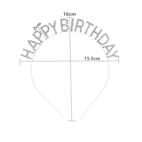 Yunmoxiao Cerchietto per capelli con scritta "Happy Birthday", diadema con strass scintillanti, per ragazze, per donne miniatura 2