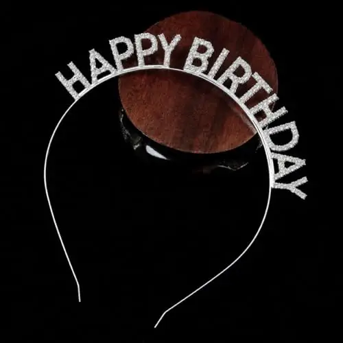 Yunmoxiao Cerchietto per capelli con scritta "Happy Birthday", diadema con strass scintillanti, per ragazze, per donne miniatura 3
