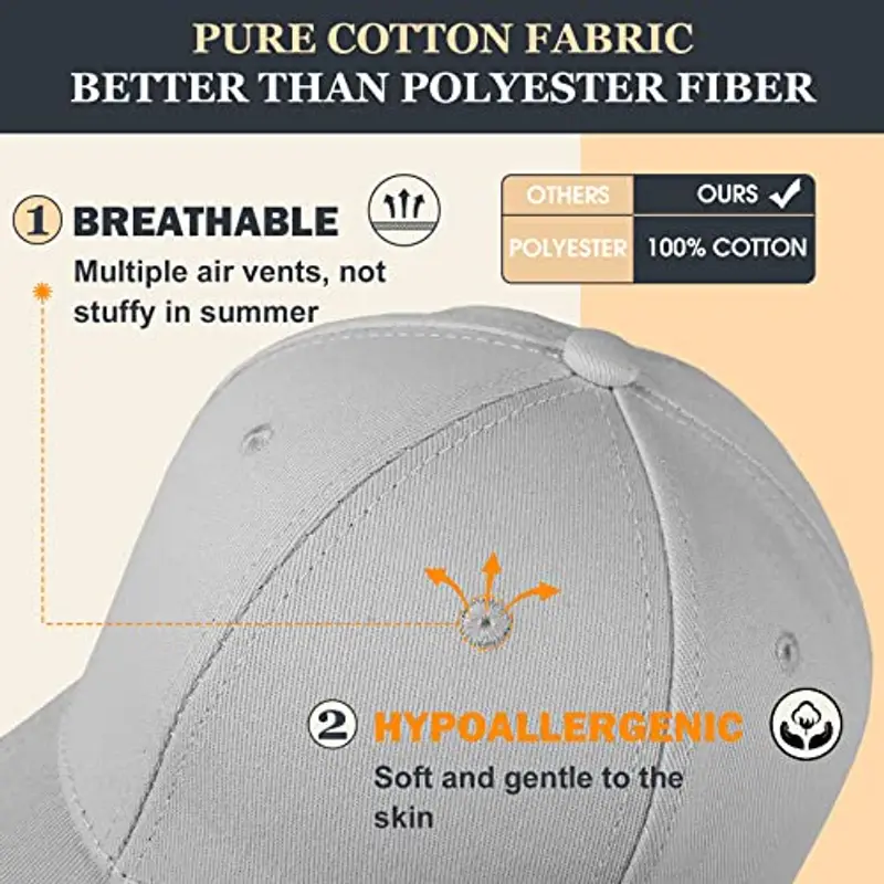 Yuson Girl Berretto da Baseball Unisex in Cotone - Snapback Hip Hop per Ragazzi e Ragazze - Cappello Piatto (Grigio) miniatura 2