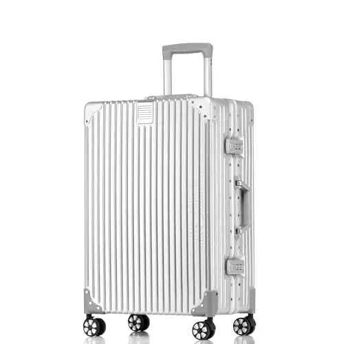 yuweijie Valigia Bagaglio a Mano con telaio rigido in alluminio e coque in 100% PC. Valigia Trolley con 4 Ruote Doppie