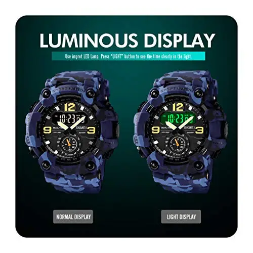 Yuxier Orologio militare da uomo Camouflage Sport Outdoor Impermeabile Orologi da polso Data Multi Funzione con LED miniatura 2