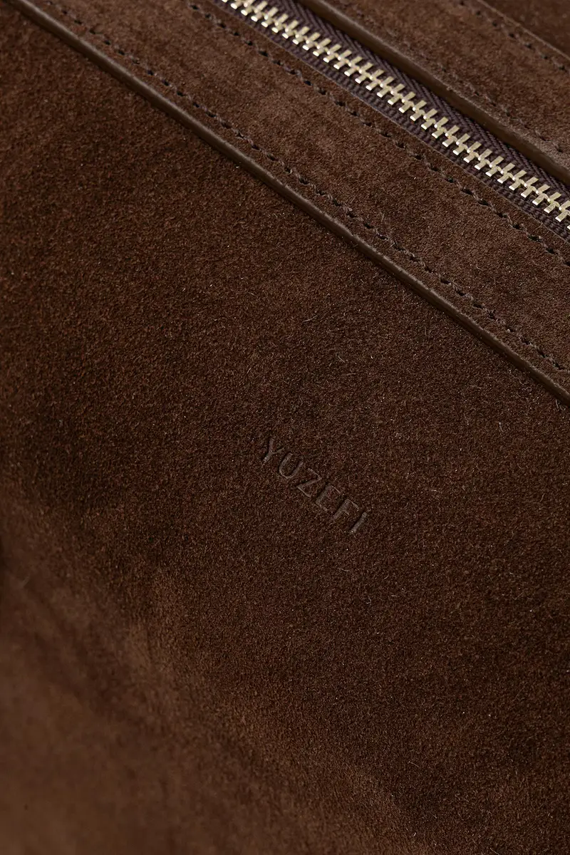 borsa in pelle scamosciata BRIOCHE DUFFLE Marrone miniatura 4