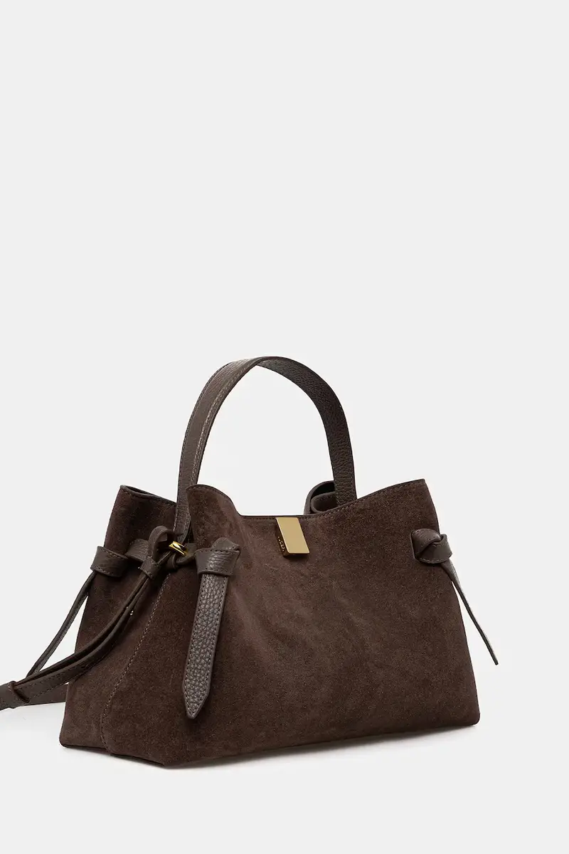 borsa in pelle scamosciata GYOZA Marrone miniatura 2