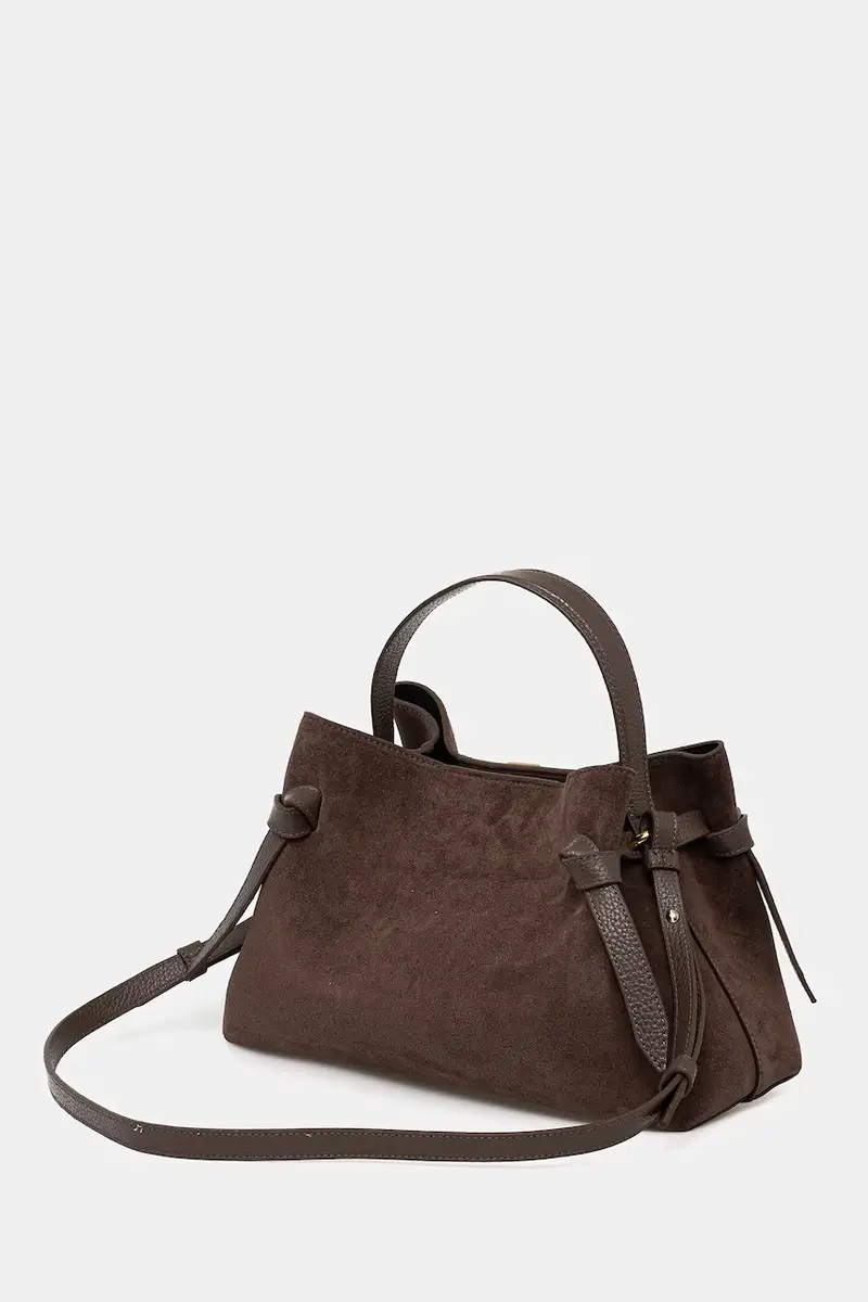 borsa in pelle scamosciata GYOZA Marrone miniatura 3