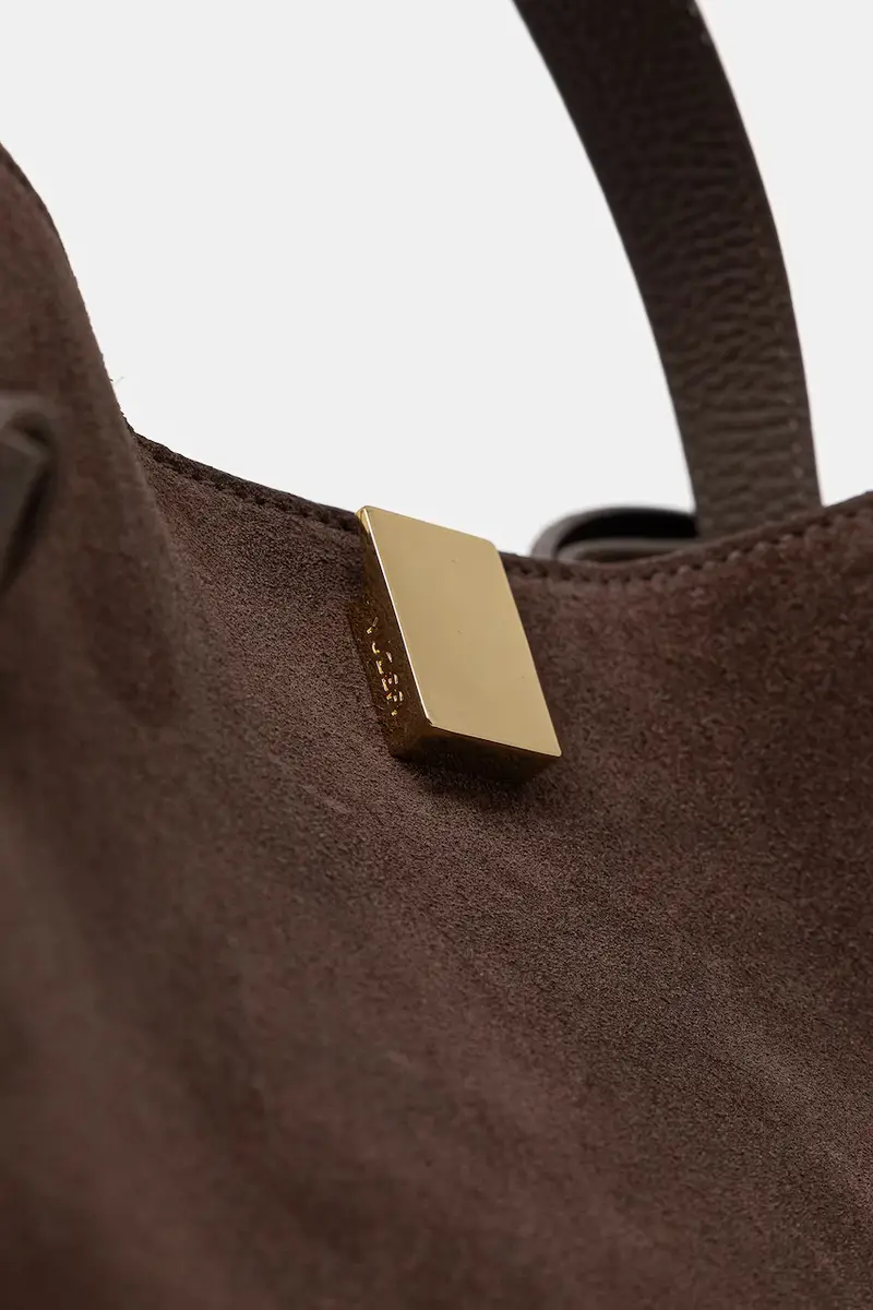 borsa in pelle scamosciata GYOZA Marrone miniatura 4