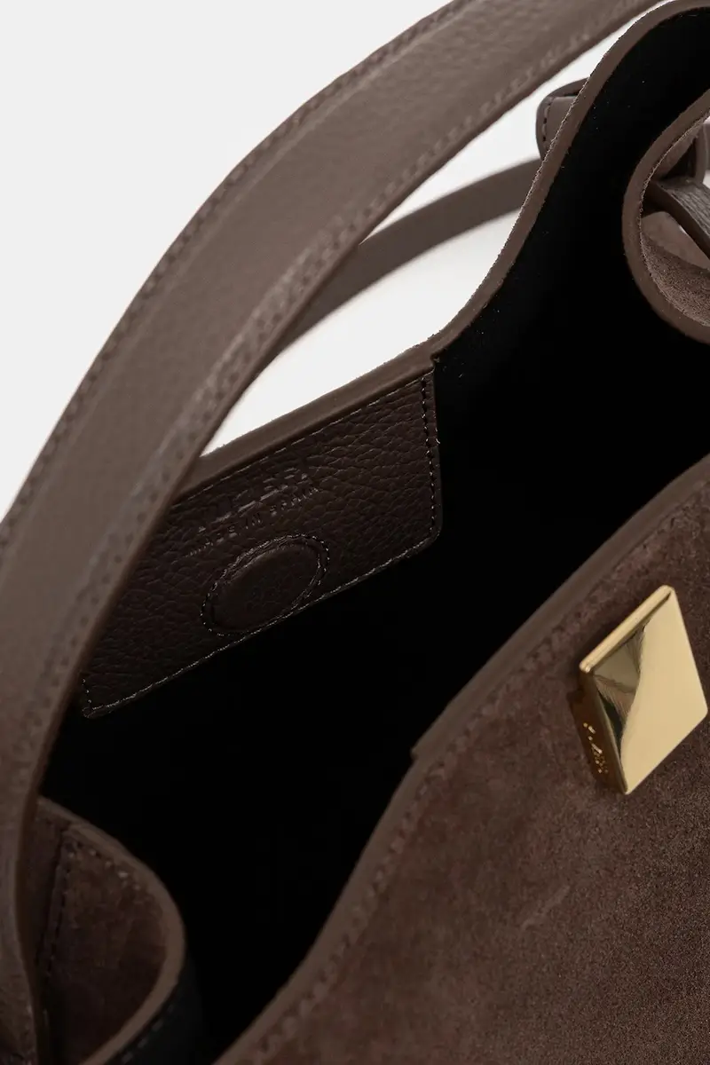 borsa in pelle scamosciata GYOZA Marrone miniatura 5