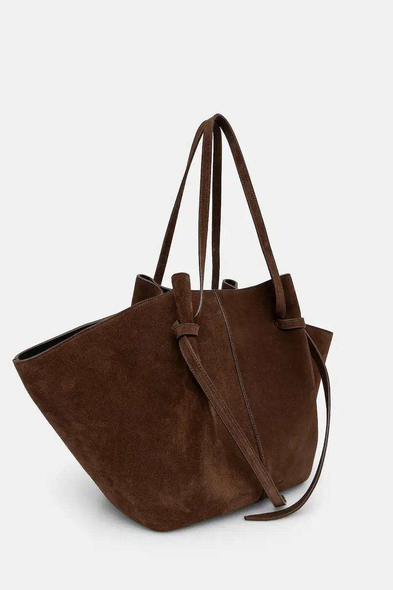 borsa in pelle scamosciata Marrone miniatura 3