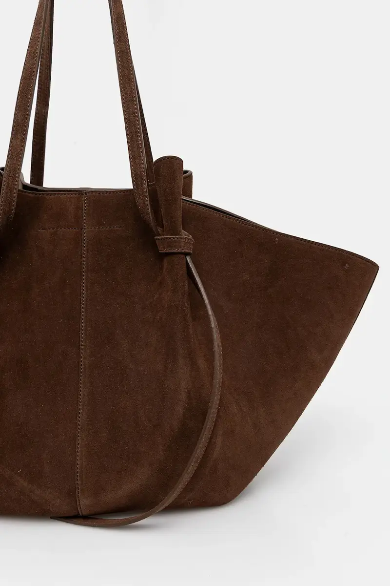 borsa in pelle scamosciata Marrone miniatura 4