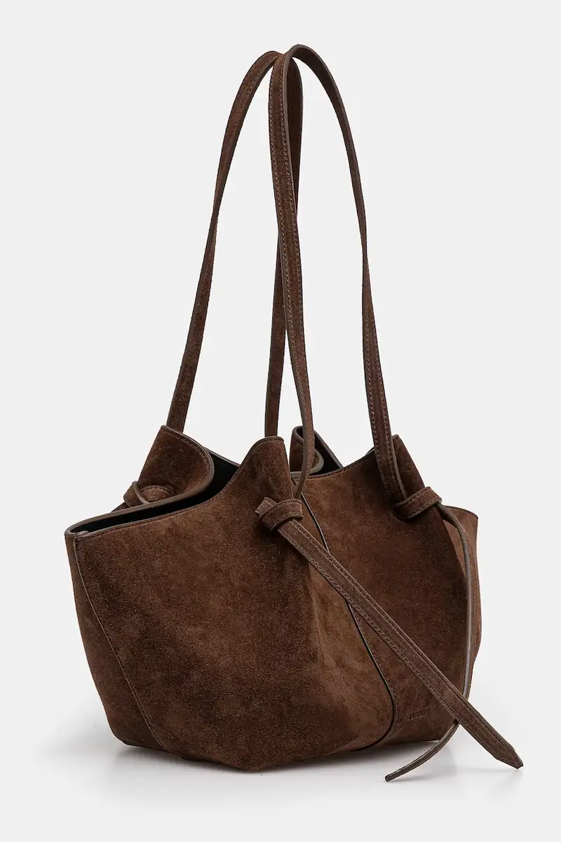 borsa in pelle scamosciata Marrone miniatura 3