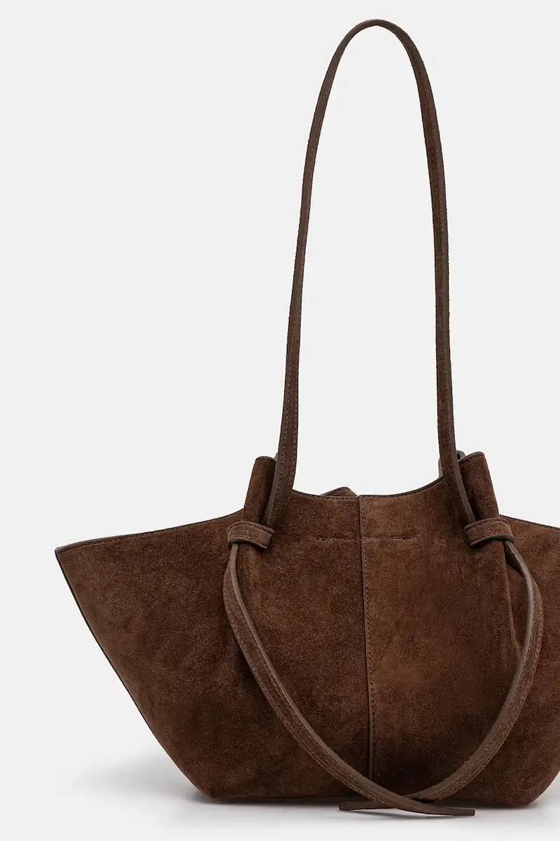 borsa in pelle scamosciata Marrone miniatura 4