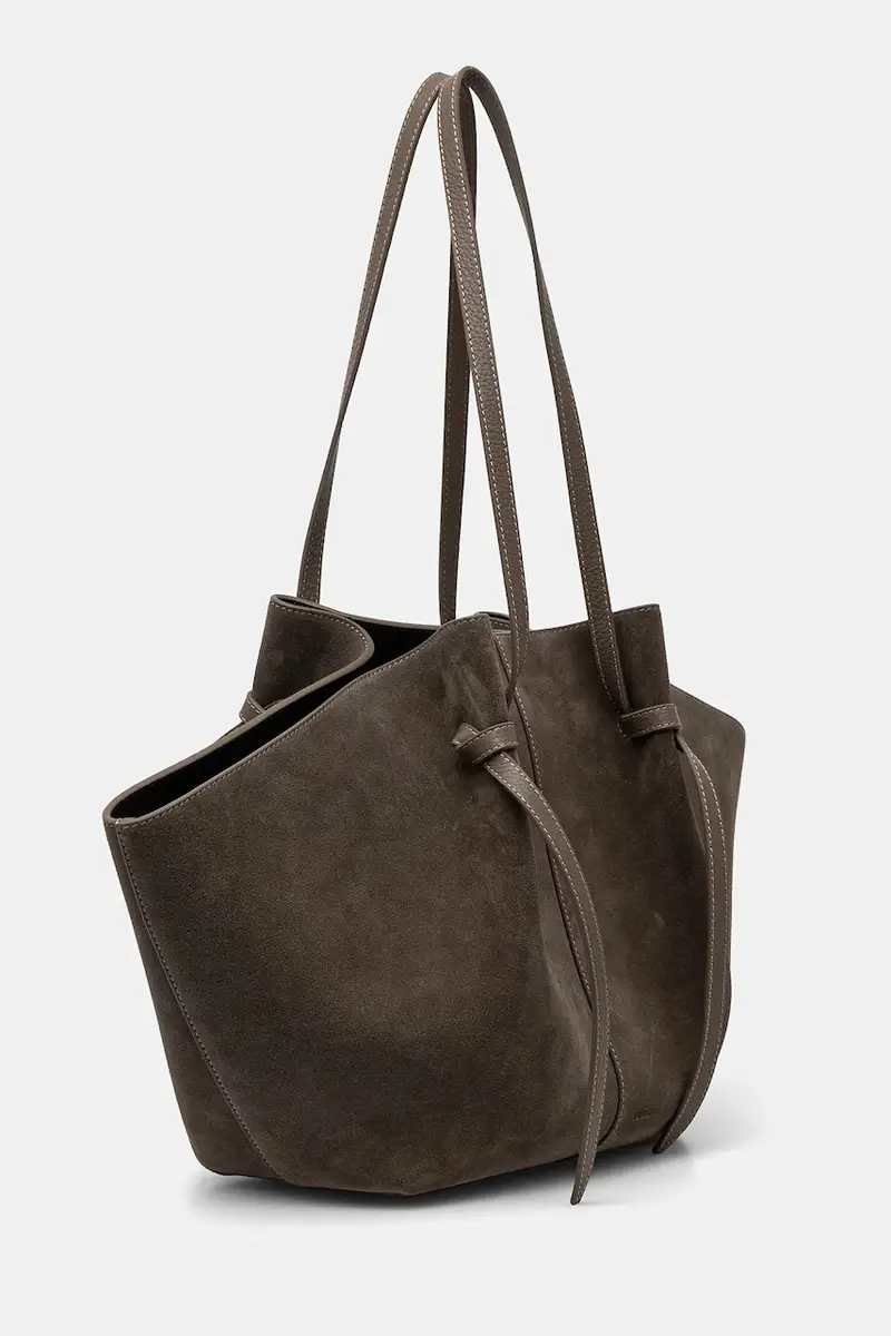 borsa in pelle scamosciata Marrone miniatura 2