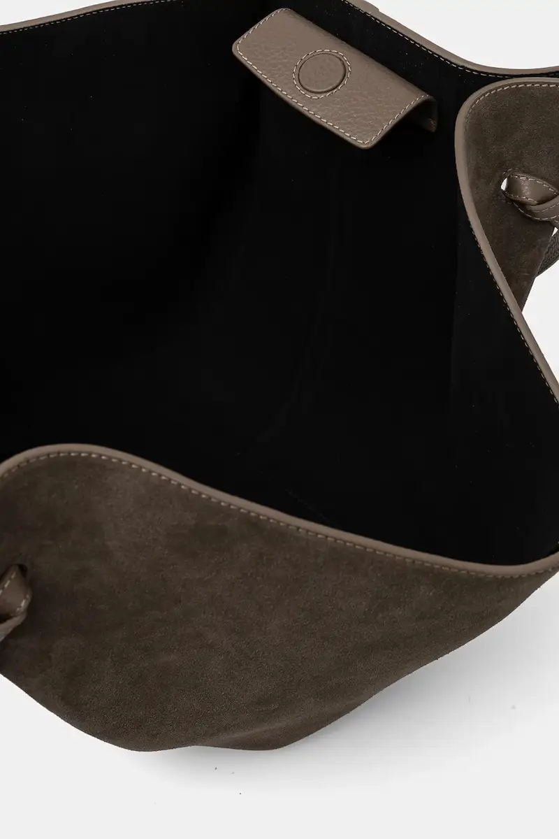 borsa in pelle scamosciata Marrone miniatura 4