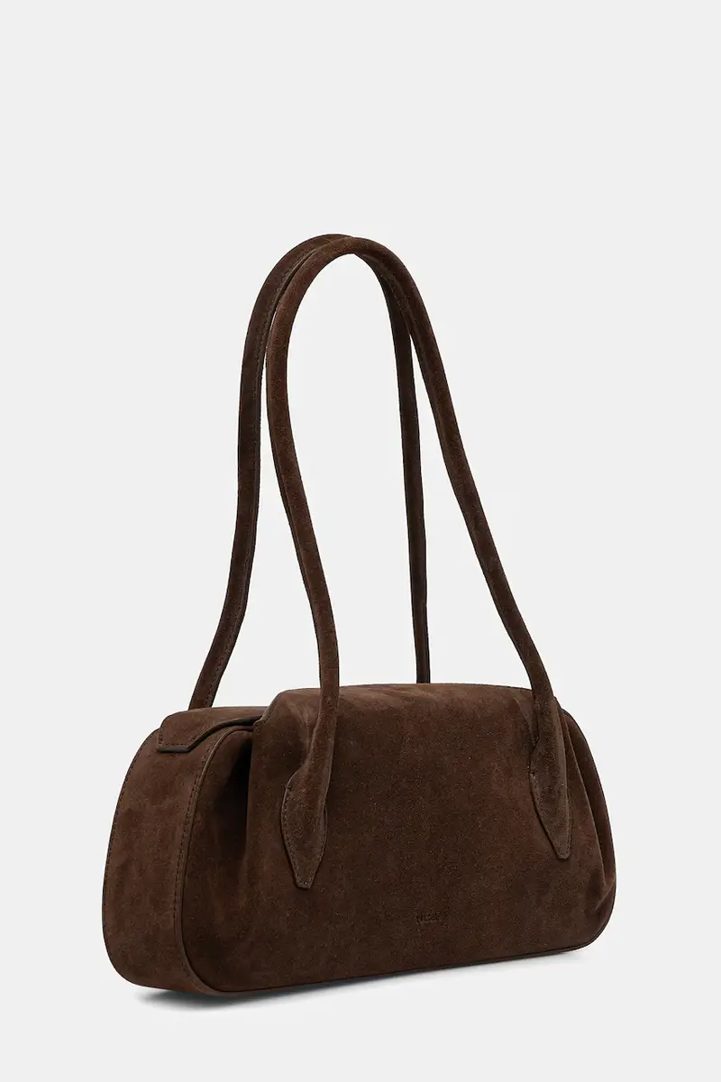 borsa in pelle scamosciata OYSTER Marrone miniatura 2