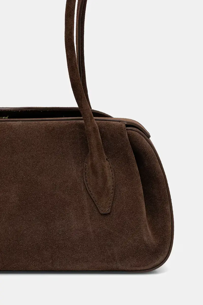 borsa in pelle scamosciata OYSTER Marrone miniatura 3