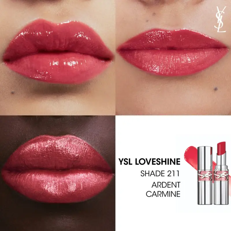 Labbra YSL Loveshine 211 Ardent Carmine - Rossetti miniatura 3
