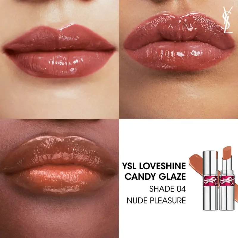 Labbra YSL Loveshine Candy Glaze 04 Nude Pleasure - Gloss miniatura 3