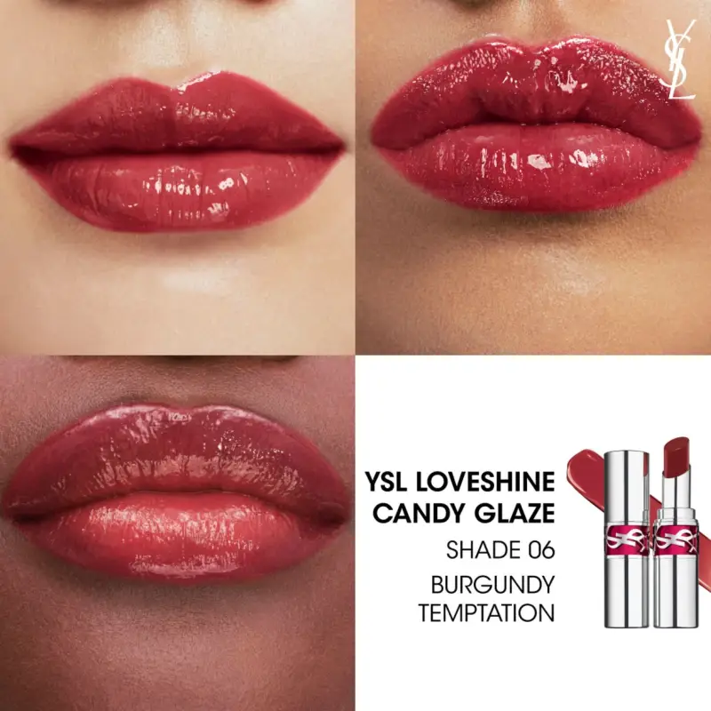 Labbra YSL Loveshine Candy Glaze 06 Burgundy Temptation - Gloss miniatura 3