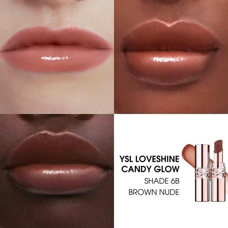 Labbra YSL Loveshine Candy Glow 6B Brown Nude - Rossetti, Balsamo labbra miniatura 3