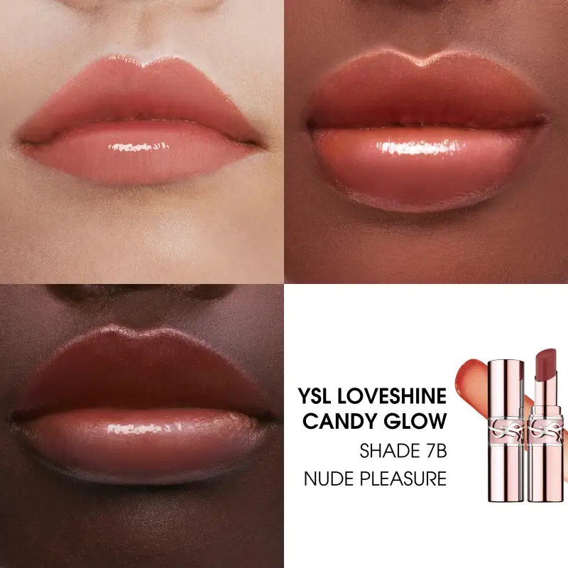 Labbra YSL Loveshine Candy Glow 7B Nude Pleasure - Rossetti, Balsamo labbra miniatura 3