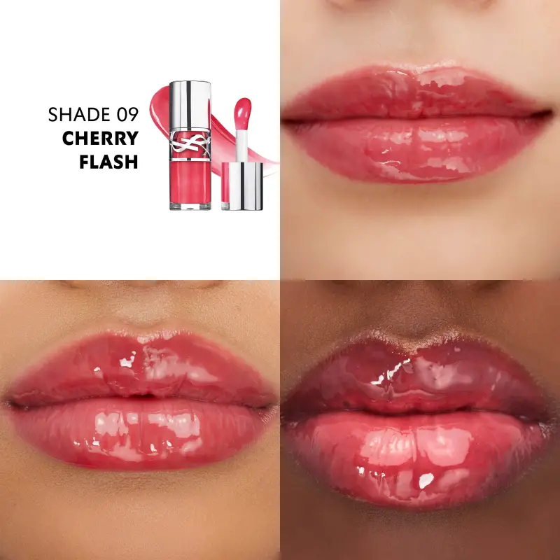 Labbra YSL Loveshine Plumping Lip Oil Gloss - Lip Gloss Rimpolpante N°9 Cherry Flash - Gloss miniatura 4