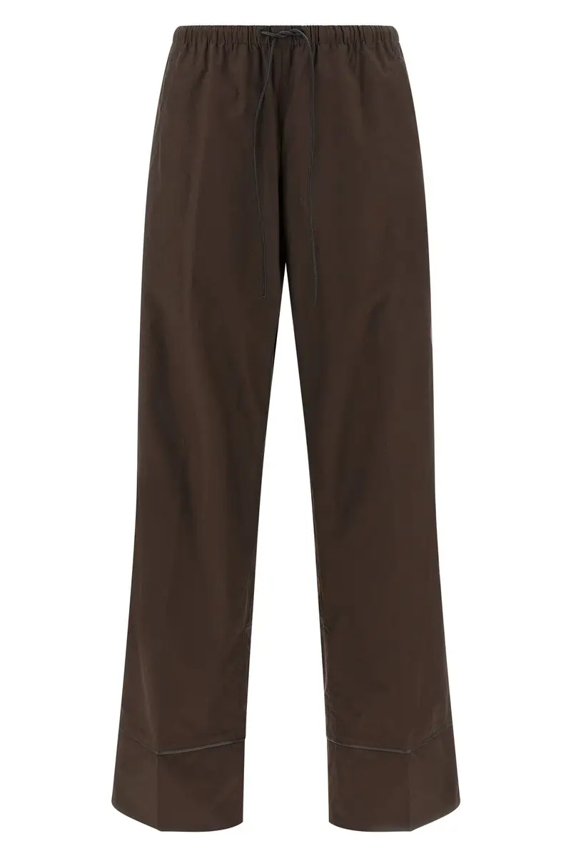Pantalone Inserto Pelle Marrone