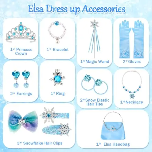 YYDSXK Accessori Principessa Elsa, Accessori per Vestire Principessa con Principessa Corona Principessa Bacchetta miniatura 2