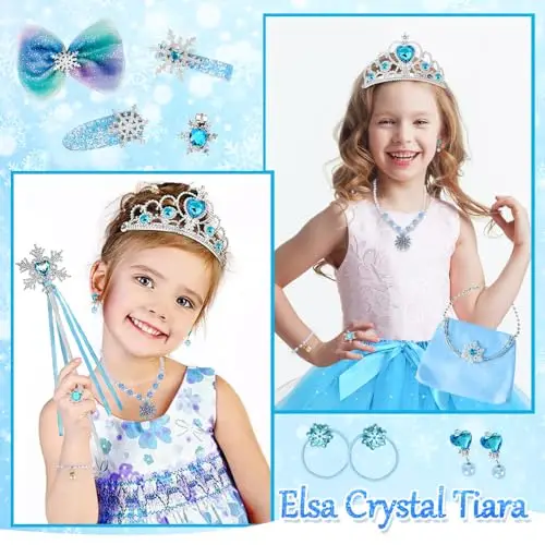 YYDSXK Accessori Principessa Elsa, Accessori per Vestire Principessa con Principessa Corona Principessa Bacchetta miniatura 3