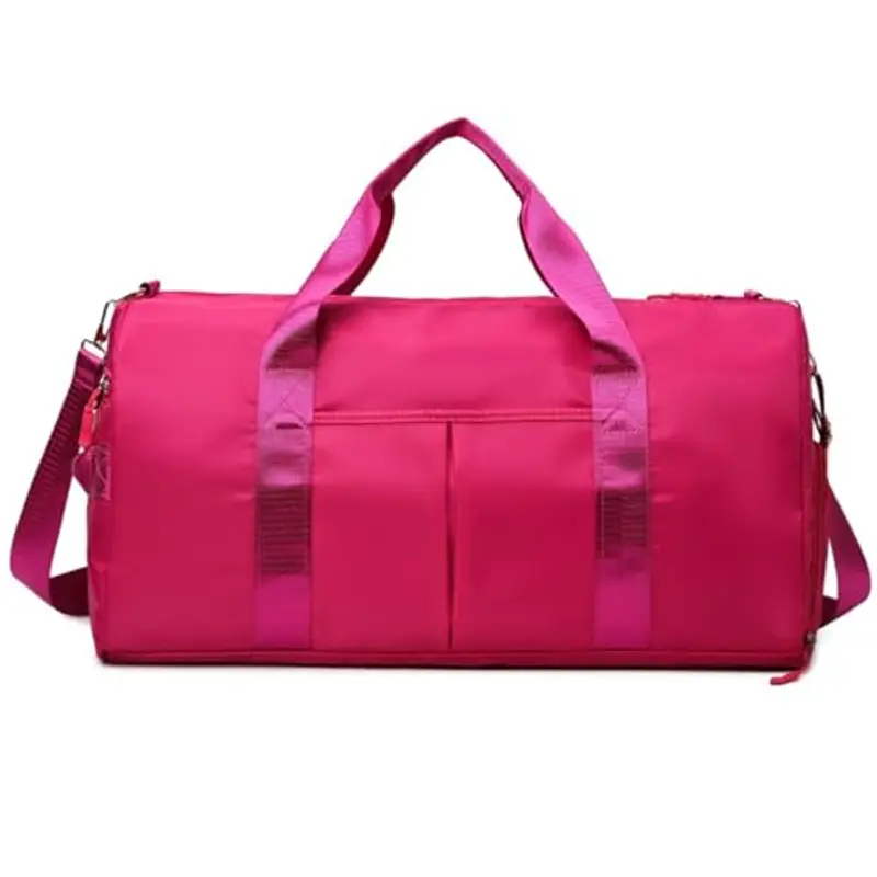 YYKSYDPT Borsa da Palestra, Borsone Sportivo con Borsa di Separazione Bagnato e Asciutto Scomparto per Scarpe, Borse da Viaggio per il Fine Settimana Borsa da Cabina per Donna Uo (Rosa Rossa)