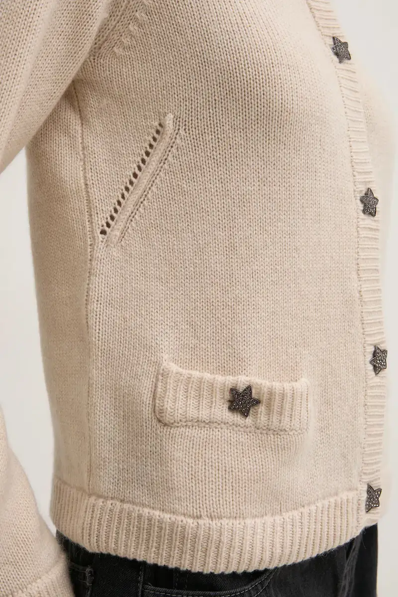 cardigan in cashemire colore beige KWCA01587 miniatura 5