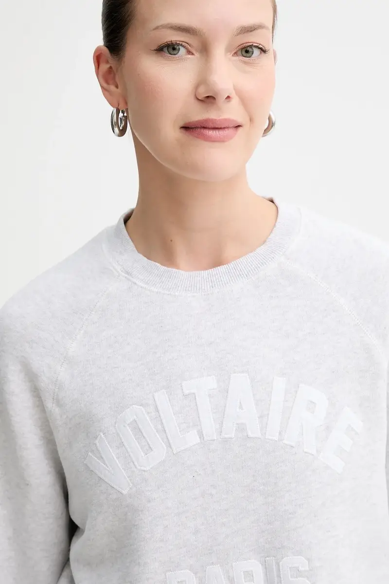 felpa donna colore grigio con applicazione JWSS01722 miniatura 4