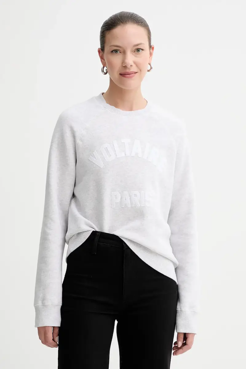 felpa donna colore grigio con applicazione JWSS01722