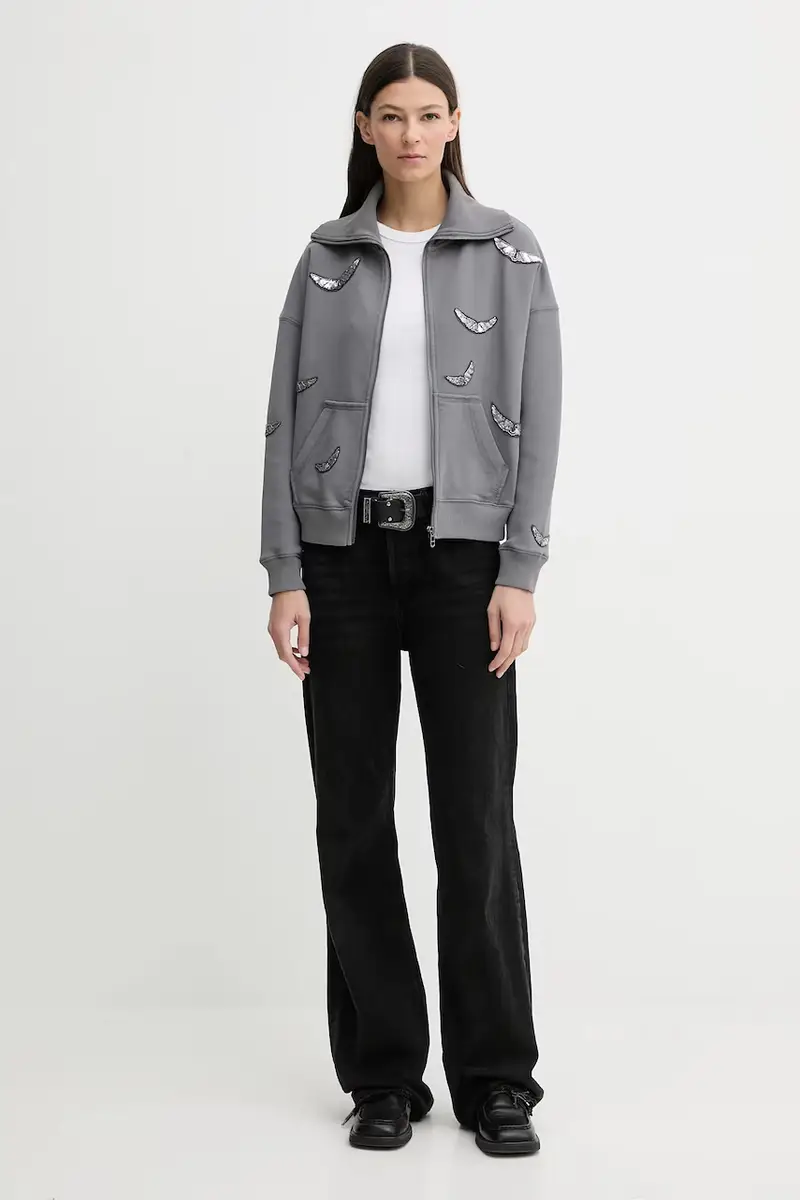 felpa in cotone Grigio miniatura 2