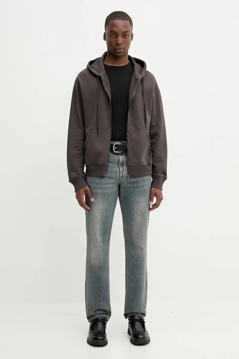 felpa in cotone uomo colore marrone con cappuccio JMSS01311 miniatura 2