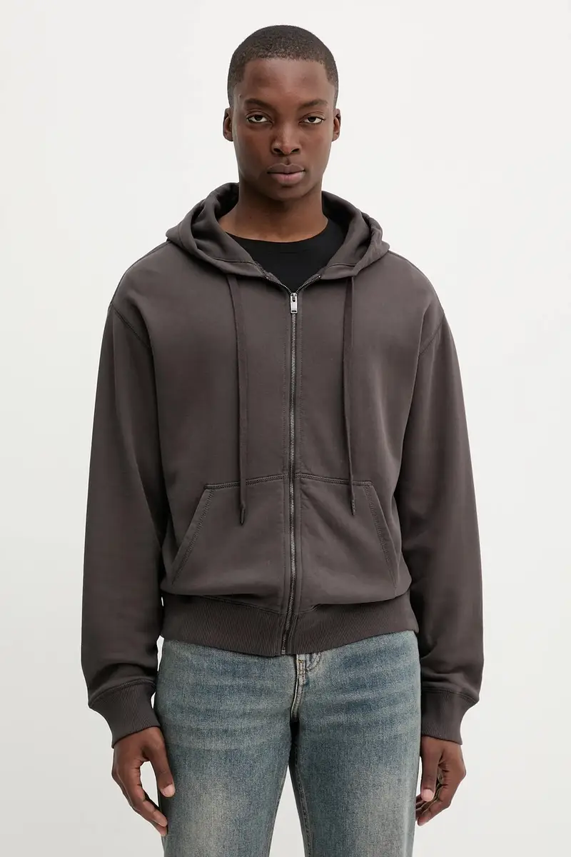 felpa in cotone uomo colore marrone con cappuccio JMSS01311 miniatura 3