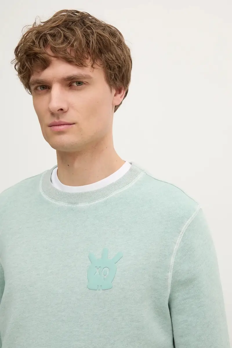 felpa in cotone uomo colore turchese JMSS00217 miniatura 4