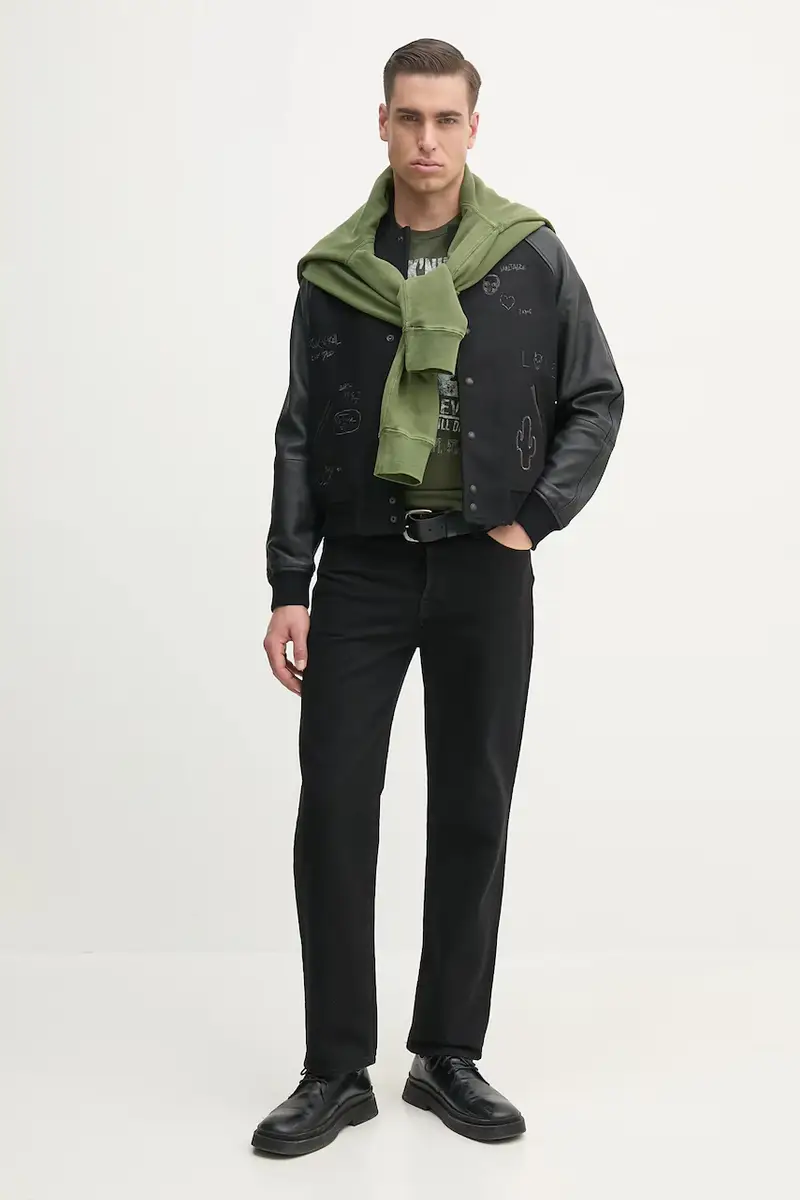 felpa in cotone uomo colore verde con cappuccio con applicazione JMSS01253 miniatura 2