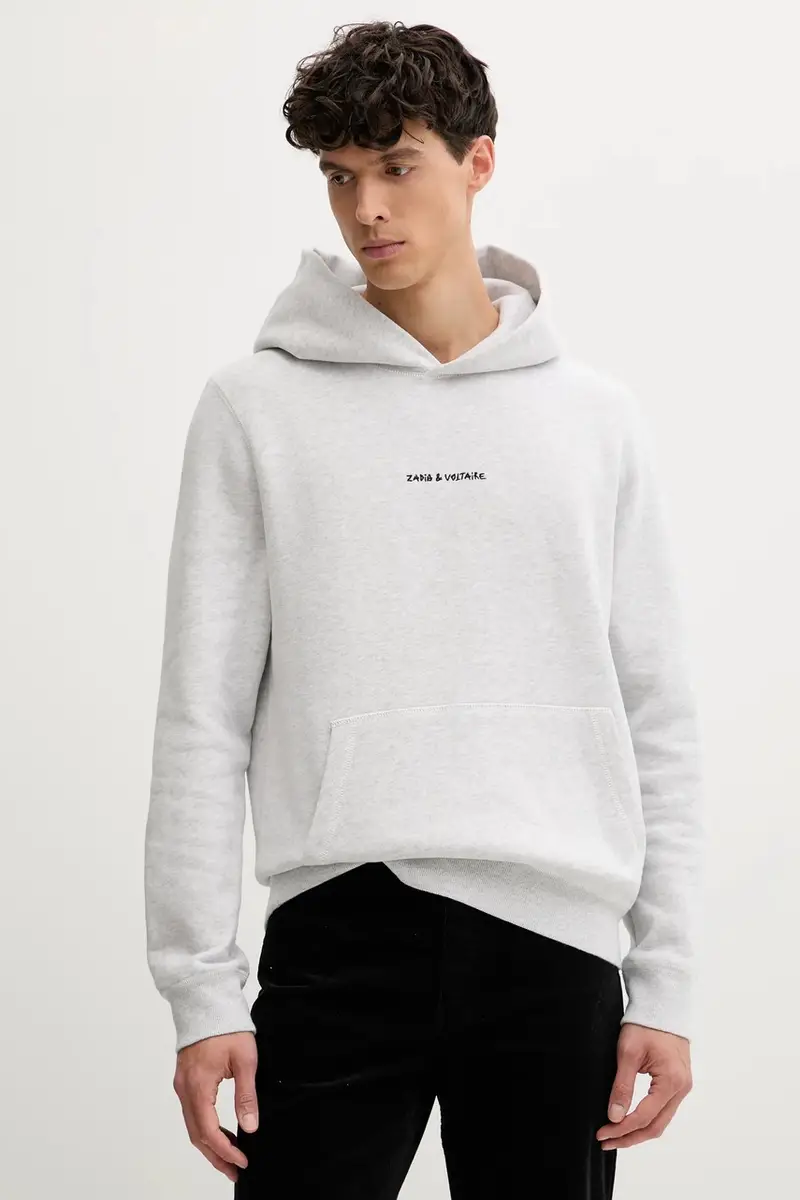 felpa uomo colore grigio con cappuccio JMSS01307 miniatura 3