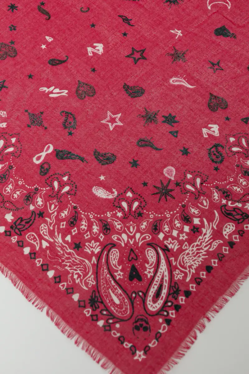 foulard in cotone colore rosa OWSC01499 miniatura 2