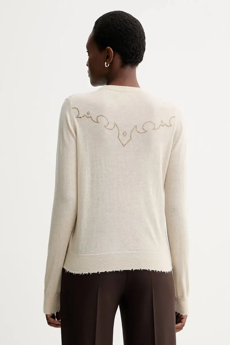 maglione in cachemirie donna colore beige KWSW02805 miniatura 3