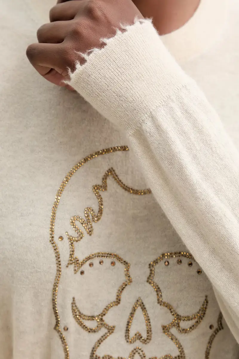 maglione in cachemirie donna colore beige KWSW02805 miniatura 5