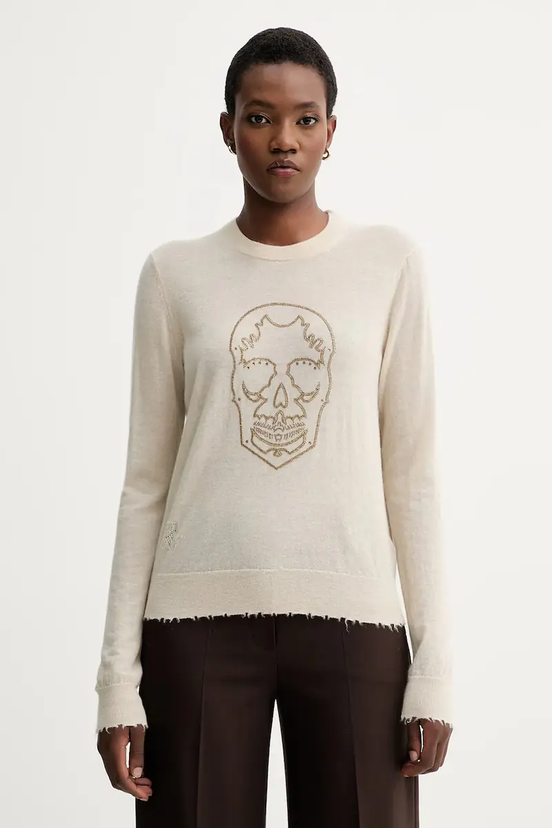 maglione in cachemirie donna colore beige KWSW02805