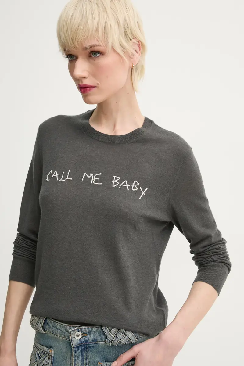 maglione in cachemirie donna colore grigio KWSW02705 miniatura 4