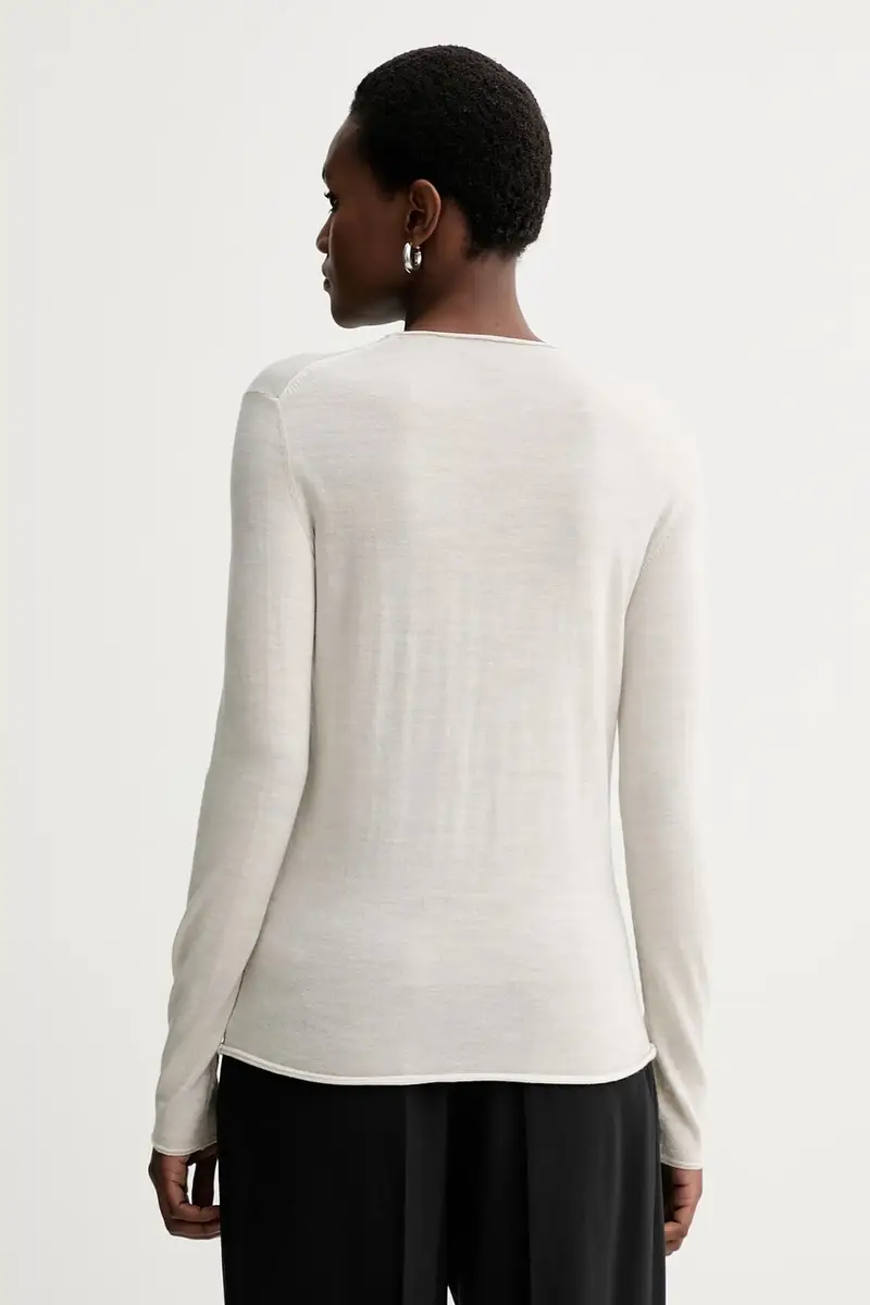 maglione in lana donna colore beige KWSW02802 miniatura 3