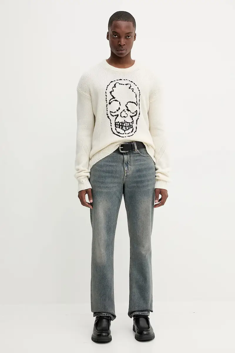 maglione in lana uomo colore beige KMSW01792 miniatura 2