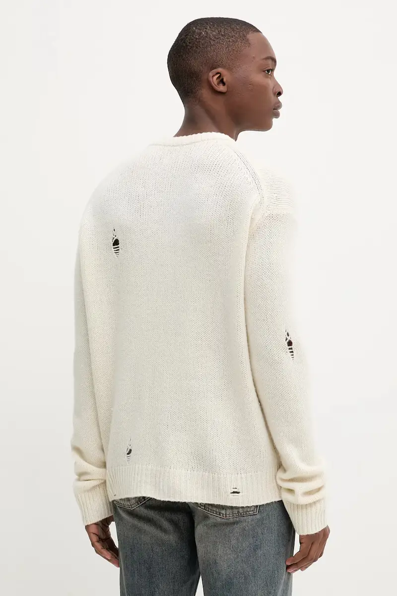 maglione in lana uomo colore beige KMSW01792 miniatura 3