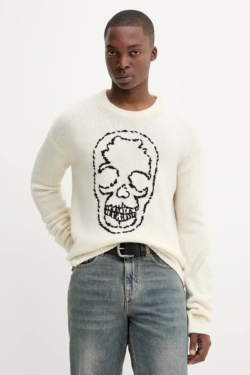 maglione in lana uomo colore beige KMSW01792