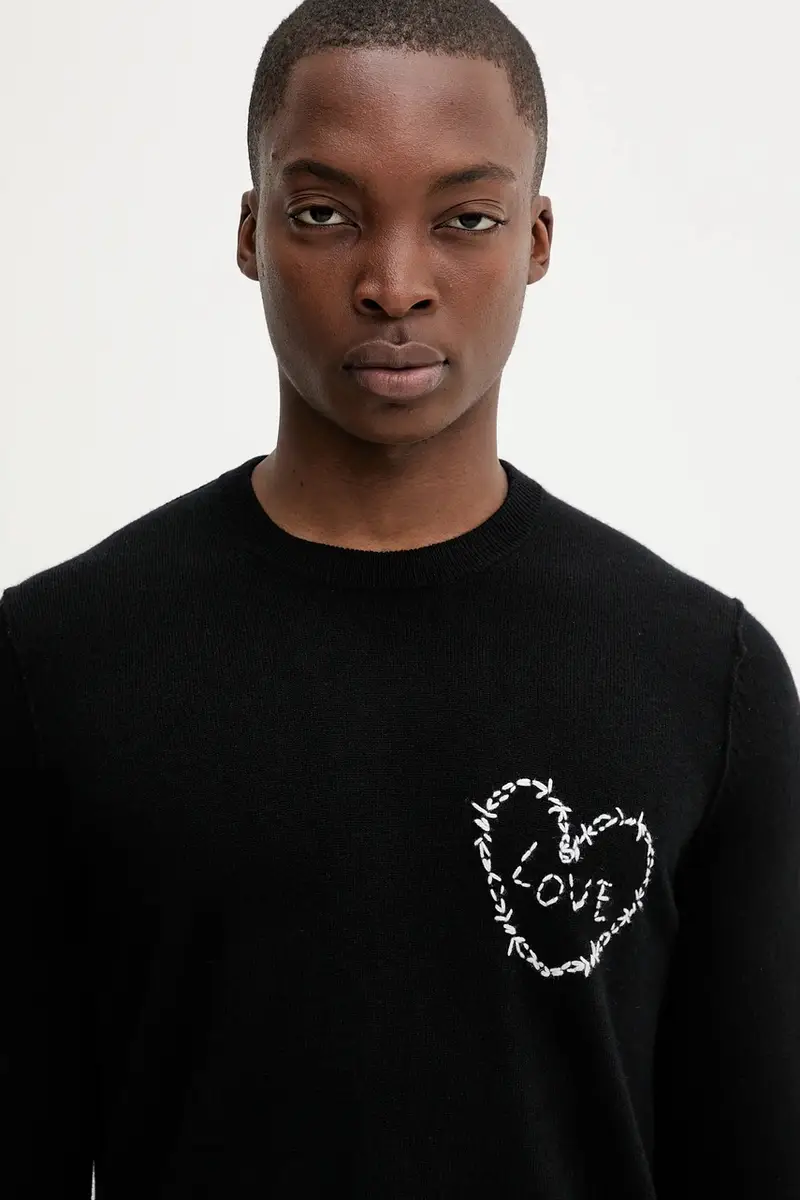 maglione in lana uomo colore nero KMSW01793 miniatura 4